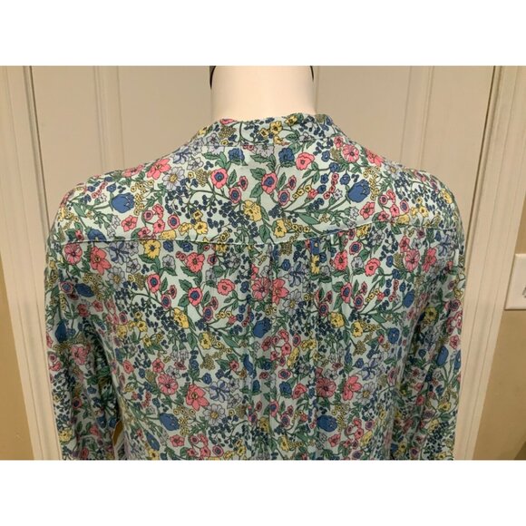 SEA LUSTRE Blue & Multicolor Floral Ruffled 3/4 Sleeve Dress, Size S/M - Picture 8 of 9